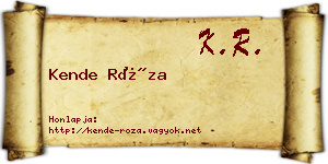 Kende Róza névjegykártya
